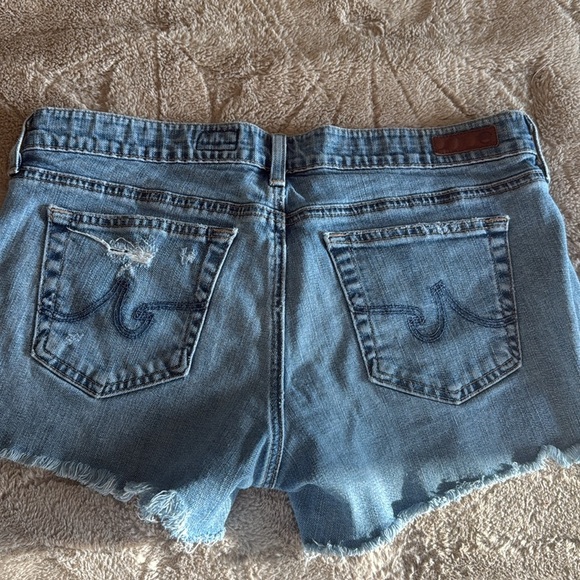 Ag Adriano Goldschmied Blue Distressed Jean Shorts - Picture 2 of 6